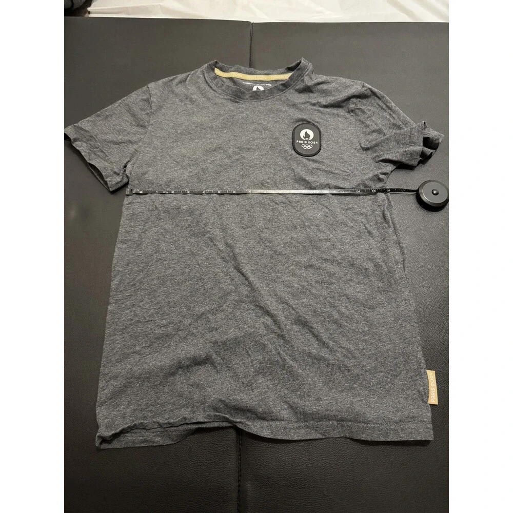 Paris 2024 Olympics Mens Heather Grey T-Shirt Logo Patch Le Coq Sportif S